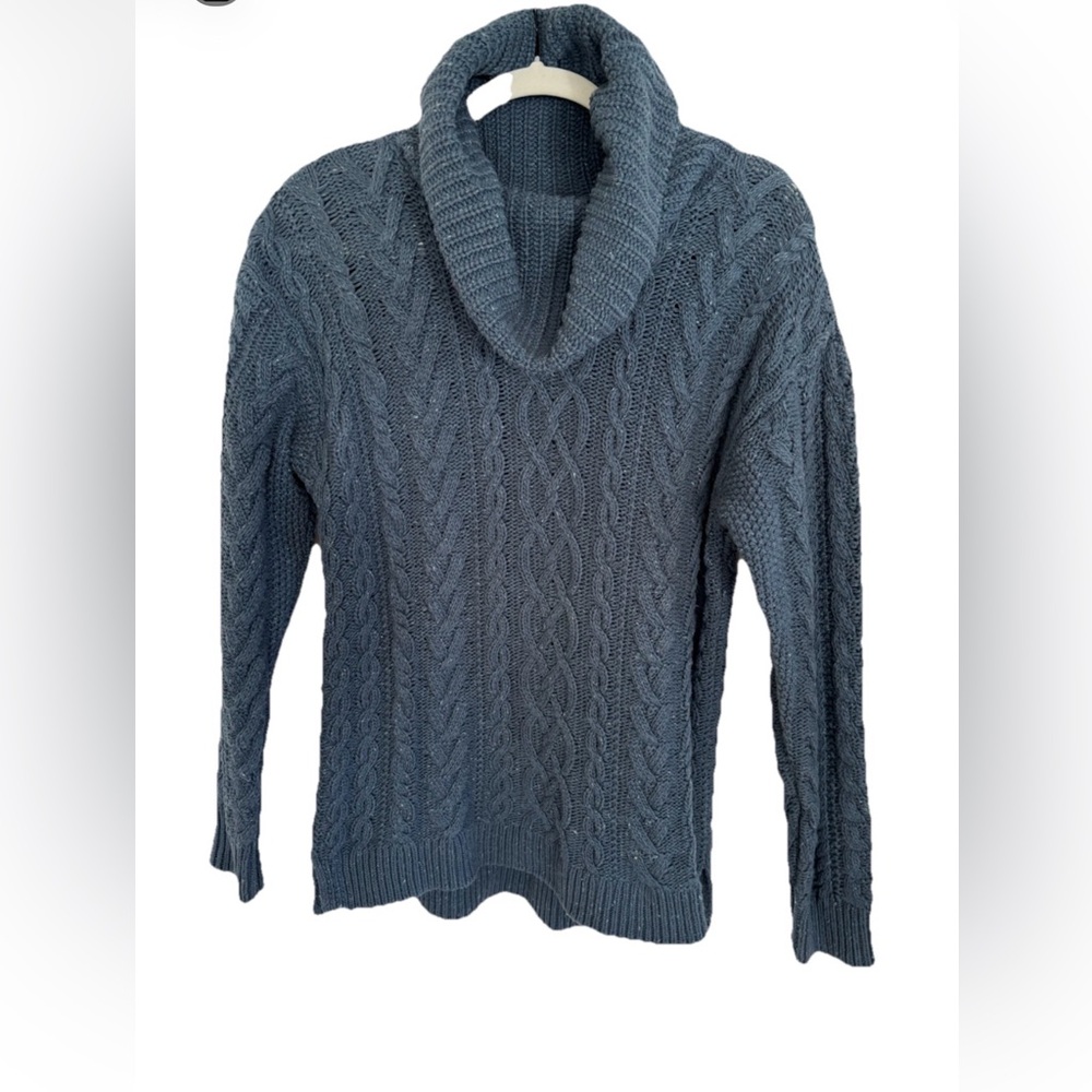 Ralph Lauren blue Cable Knit Cowl Sweater LARGE